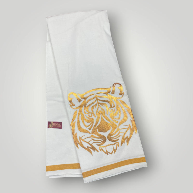 Horad White Cotton  Tiger Print Dhoti