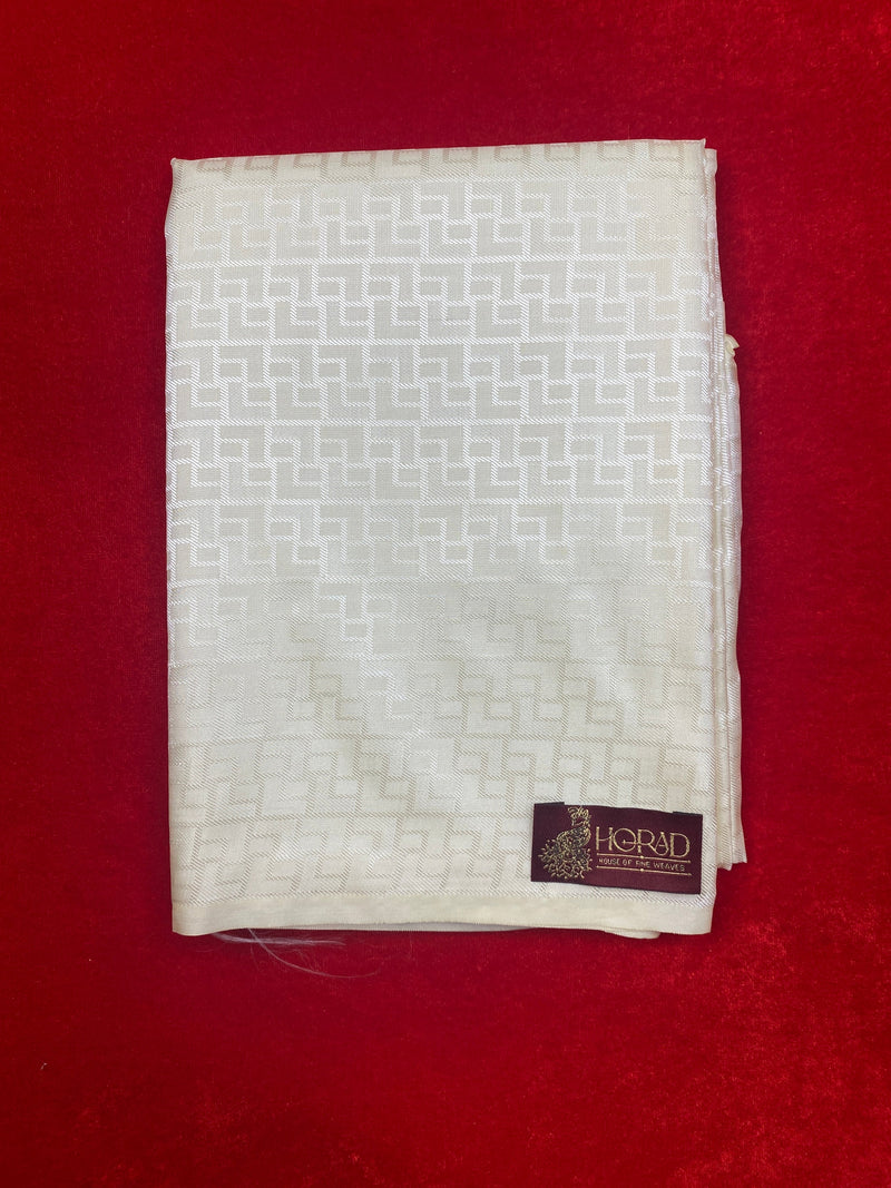 Horad Premium Art Silk Cream Emboss Shirt Material+Dhoti ( 2 in 1)