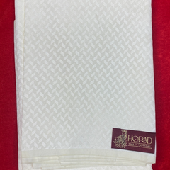 Horad Premium Art Silk Cream Emboss Pallaku Border Shirt Material+Dhoti ( 2 in 1)
