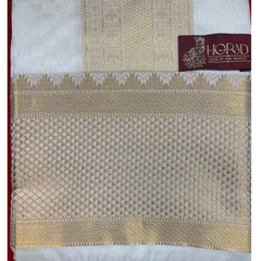 Horad Premium Art Silk Gold Emboss 5 Inch Border Shirt Material+Dhoti ( 2 in 1)