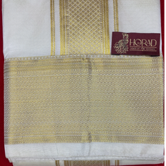 Horad Premium Art Silk Cream 4 inch Border Shirt Material+Dhoti ( 2 in 1)