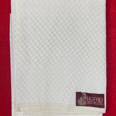 Horad Premium Art Silk Cream Emboss Shirt Material+Dhoti ( 2 in 1)