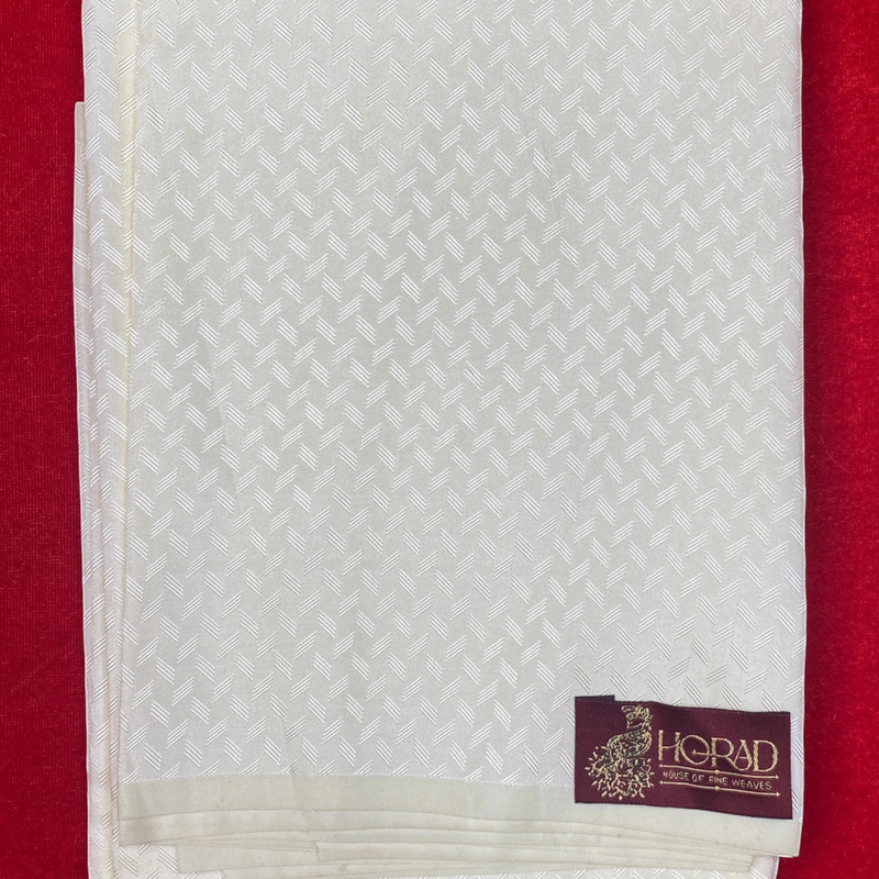 Horad Premium Art Silk Cream Emboss Shirt Material+Dhoti ( 2 in 1)