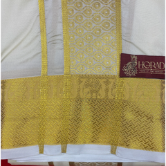 Horad Premium Art Silk Cream Shirt Material+Dhoti ( 2 in 1)