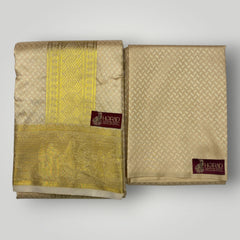 Horad Premium Art Silk Gold Emboss Shirt Material+Dhoti ( 2 in 1)