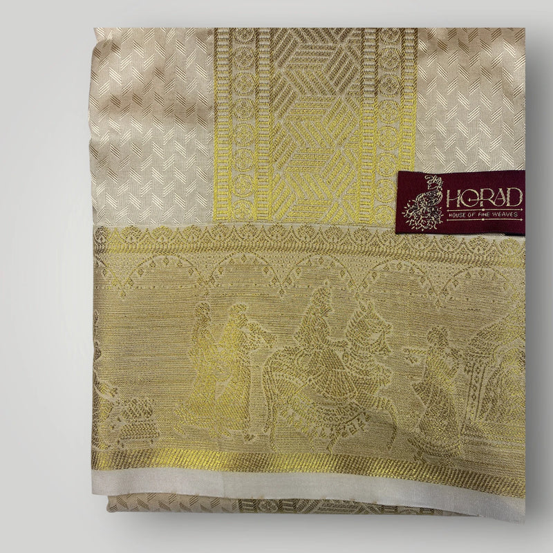 Horad Premium Art Silk Gold Emboss Shirt Material+Dhoti ( 2 in 1)