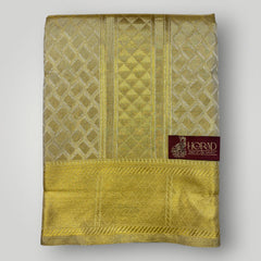 Horad Premium Art Silk  Tissue Gold Emboss Shirt Material+Dhoti ( 2 in 1)