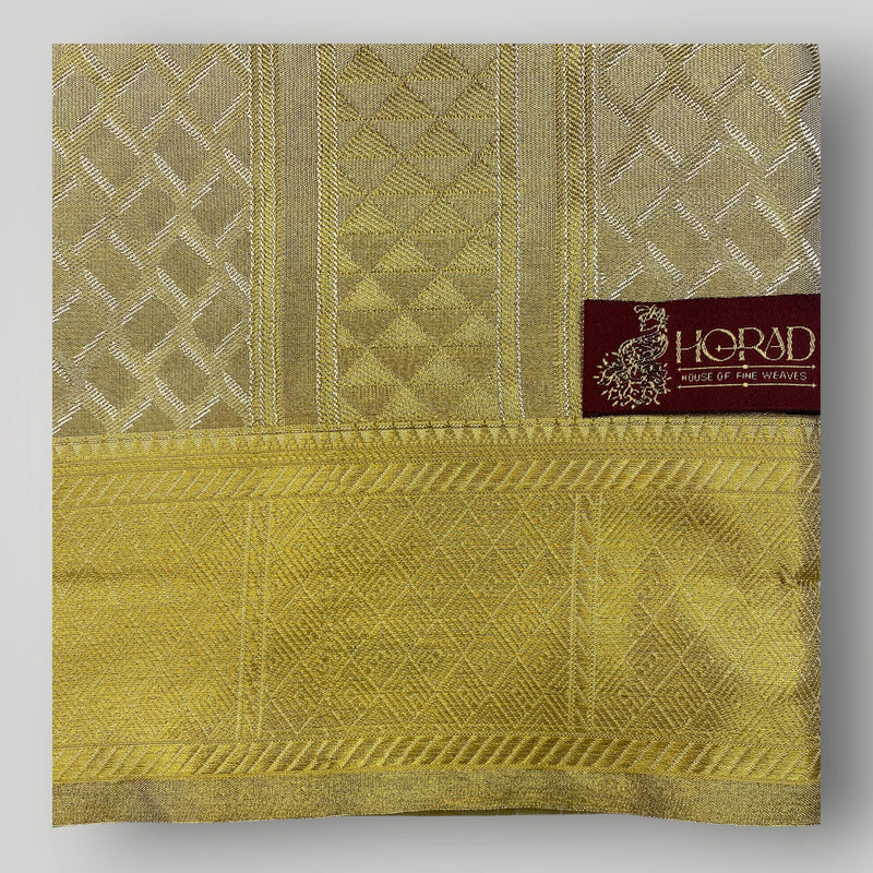 Horad Premium Art Silk  Tissue Gold Emboss Shirt Material+Dhoti ( 2 in 1)