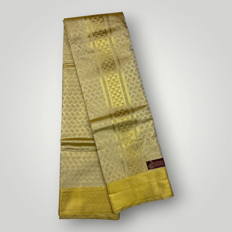Horad Premium Art Silk  Tissue Gold Emboss Shirt Material+Dhoti ( 2 in 1)