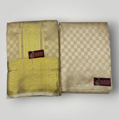 Horad Premium Art Silk Gold Emboss Shirt Material+Dhoti ( 2 in 1)