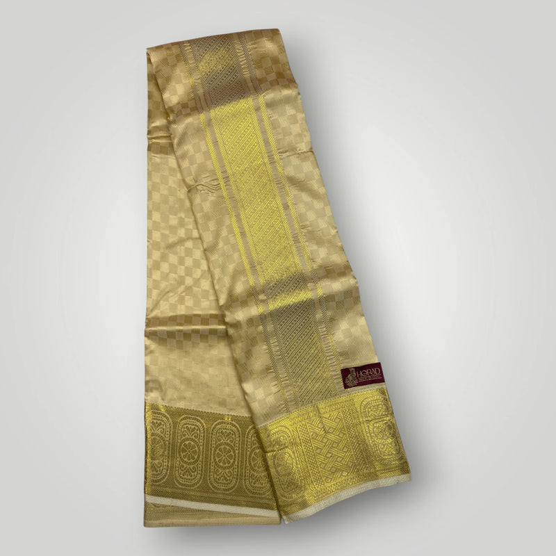 Horad Premium Art Silk Gold Emboss Shirt Material+Dhoti ( 2 in 1)
