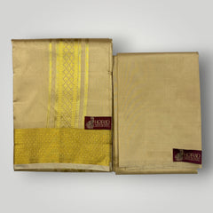Horad Premium Art Silk Gold Shirt Material+Dhoti ( 2 in 1)