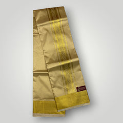 Horad Premium Art Silk Gold Shirt Material+Dhoti ( 2 in 1)