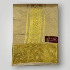 Horad Premium Art Silk Gold Shirt Material+Dhoti ( 2 in 1)