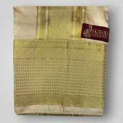 Horad Premium Art Silk Gold 5 inch Border  Shirt Material+Dhoti ( 2 in 1)