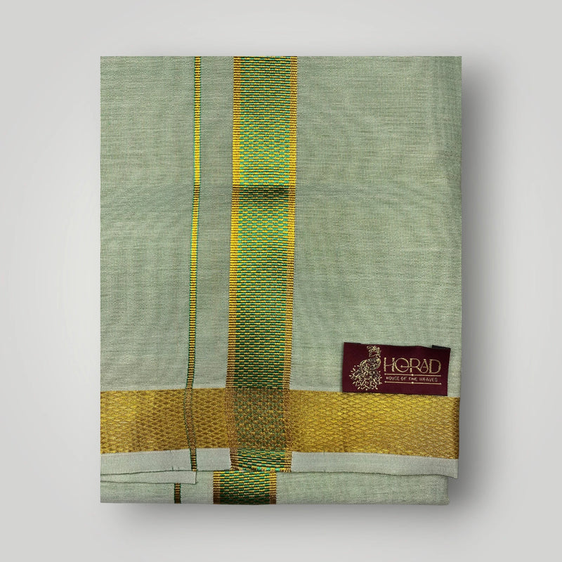 Horad Kora Cotton Tissue Leaf Green Shirt+Dhoti