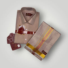 Horad Kora Cotton Tissue Magenta Shirt+Dhoti