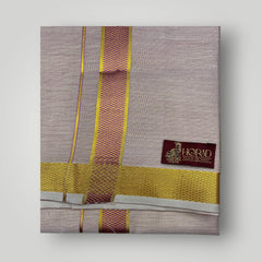 Horad Kora Cotton Tissue Magenta Shirt+Dhoti