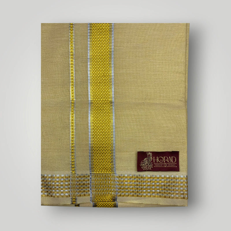 Horad Kora Cotton Tissue Dark Gold Shirt  + Dhoti