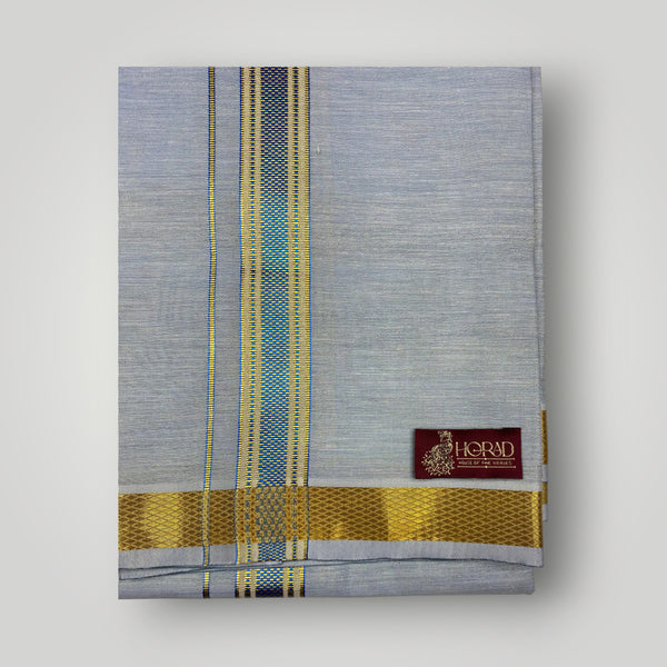 Horad Kora Cotton Tissue Navy Blue Shirt  + Dhoti