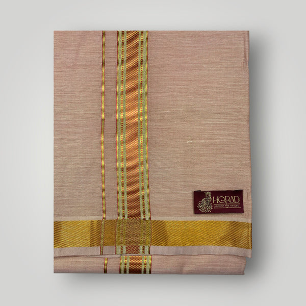 Horad Kora Cotton Tissue Light Red Shirt  + Dhoti