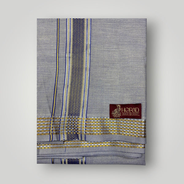 Horad Kora Cotton Tissue Bluish Grey Shirt  + Dhoti