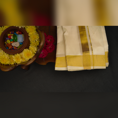 Horad Silk Blend Half White 1.50” Dhoti (9X5)