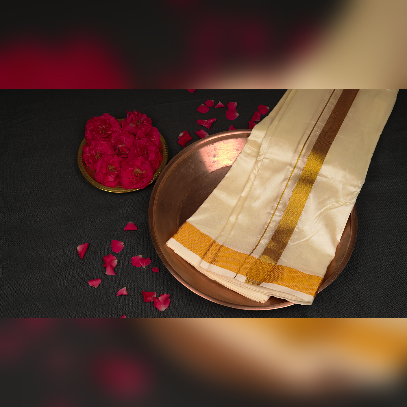 Horad Art Silk Cream 1.50” Dhoti