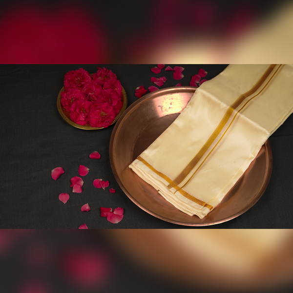 Horad Art Silk Cream 0.25” Dhoti (8X4)