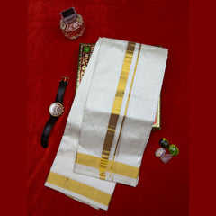 Horad Silk Blend Cream 1.25” Dhoti + Shirt Material