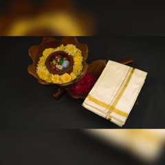 Horad Silk Blend Half White 0.50” Dhoti (9X5)