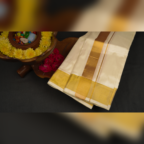 Horad Silk Blend Half White 2.00” Dhoti