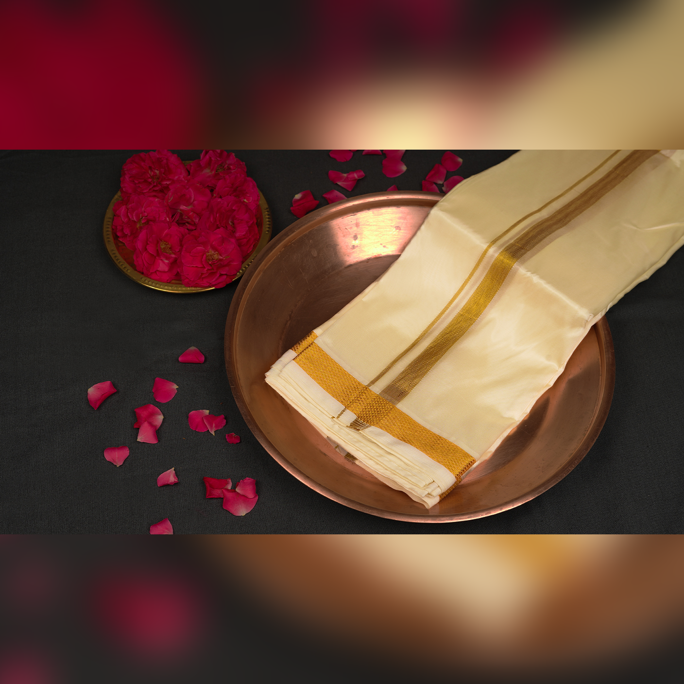 Horad Art Silk Cream 1.00” Dhoti (8X4)