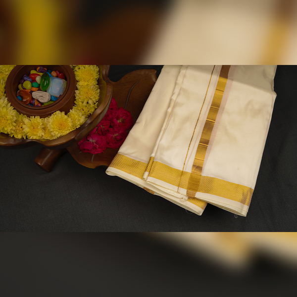 Horad Silk Blend Half White 1.00” Dhoti