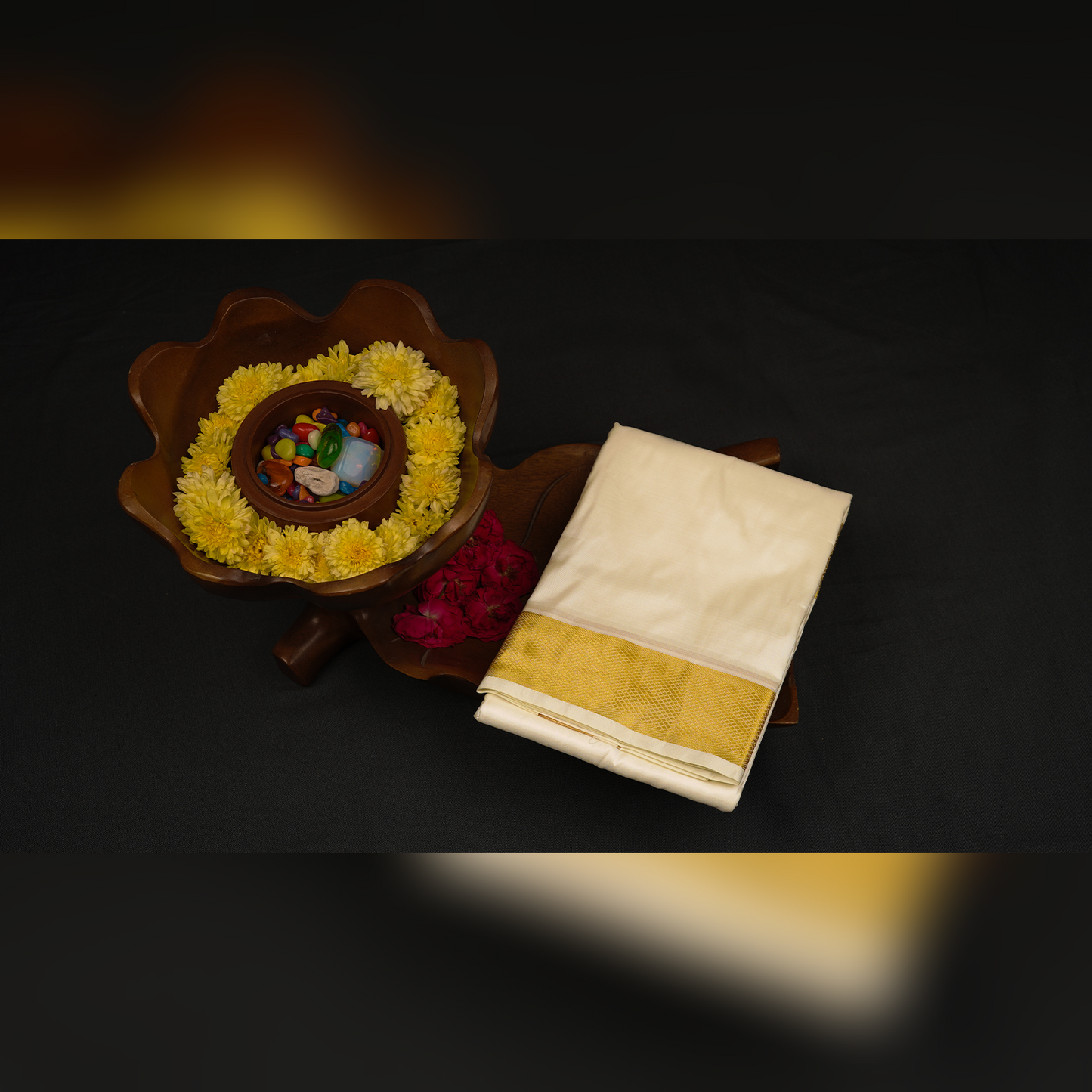 Horad Silk Blend Half White 2.00” Dhoti (9X5)
