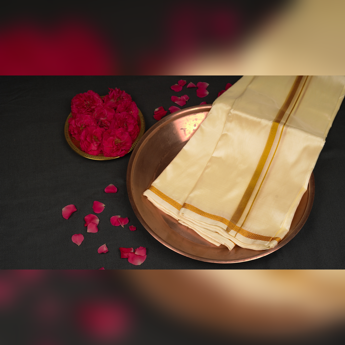 Horad Art Silk Cream 0.50” Dhoti