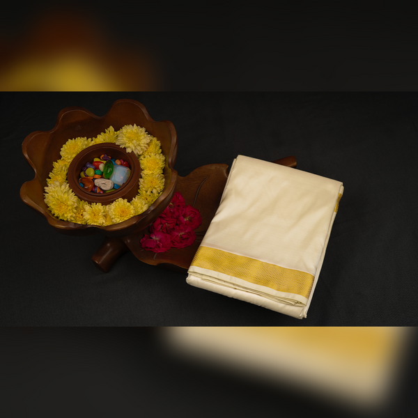 Horad Silk Blend Half White 1.25” Dhoti
