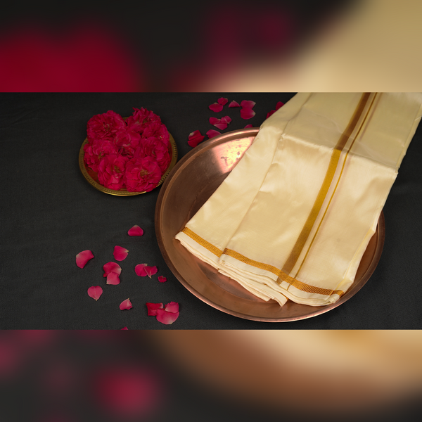 Horad Art Silk Cream 0.25” Dhoti (9X5)
