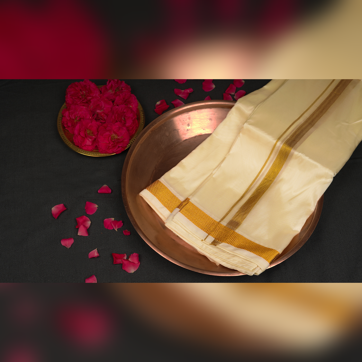 Horad Art Silk Cream 1.00” Dhoti (8X4)