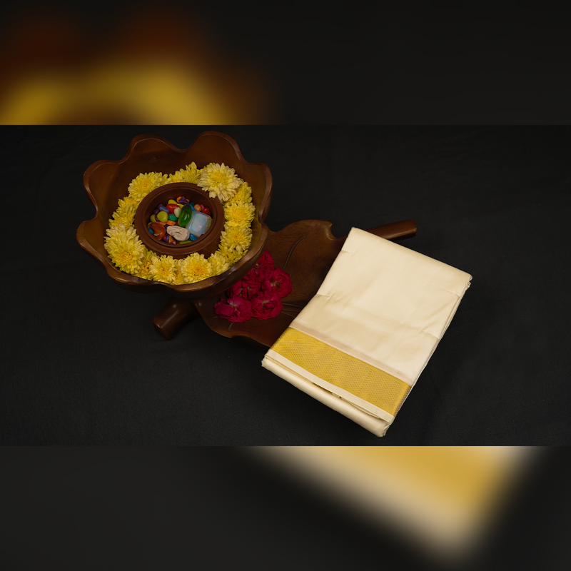 Horad Silk Blend Half White 1.50” Dhoti (9X5)