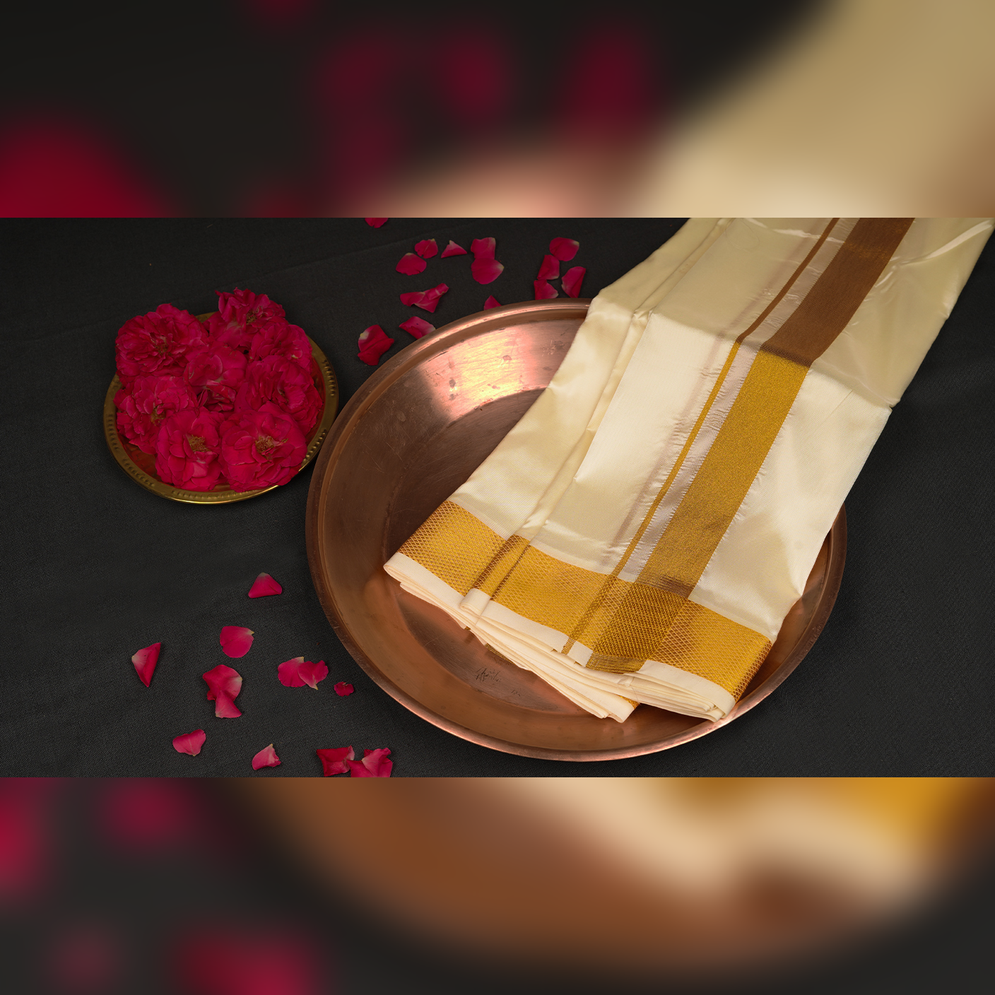 Horad Art Silk Cream 1.75” Dhoti (9X5)