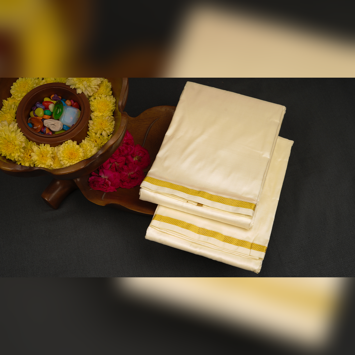 Horad Silk Blend Half White 0.25" Dhoti