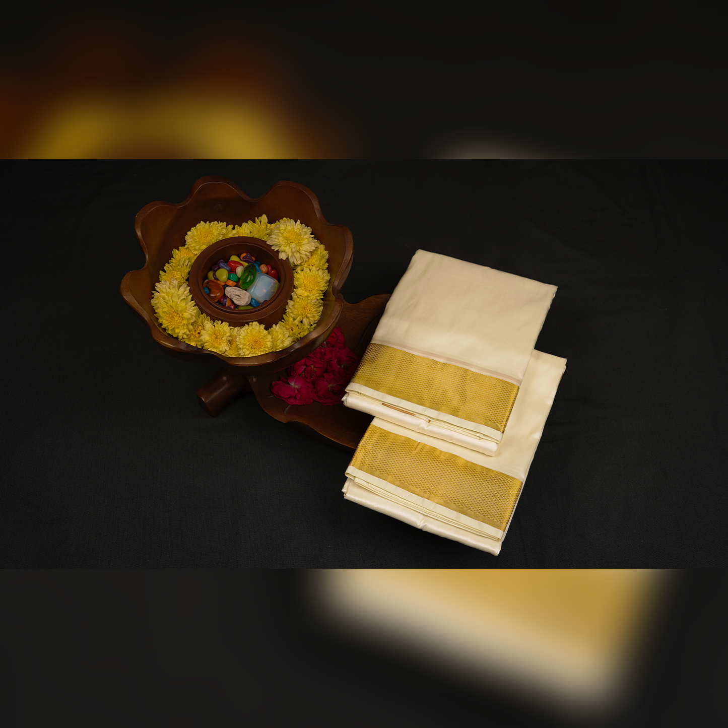 Horad Silk Blend Half White 2.00” Dhoti (9X5)