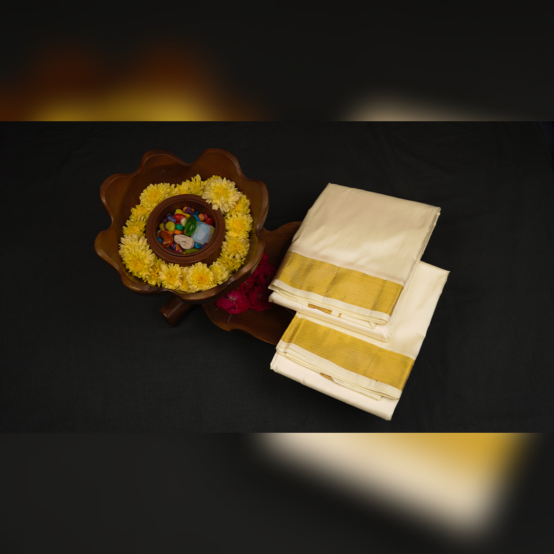 Horad Silk Blend Half White 1.75” Dhoti