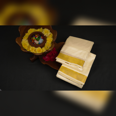 Horad Silk Blend Half White 1.50” Dhoti (9X5)