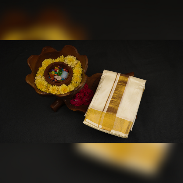 Horad Silk Blend Half White 1.75” Dhoti