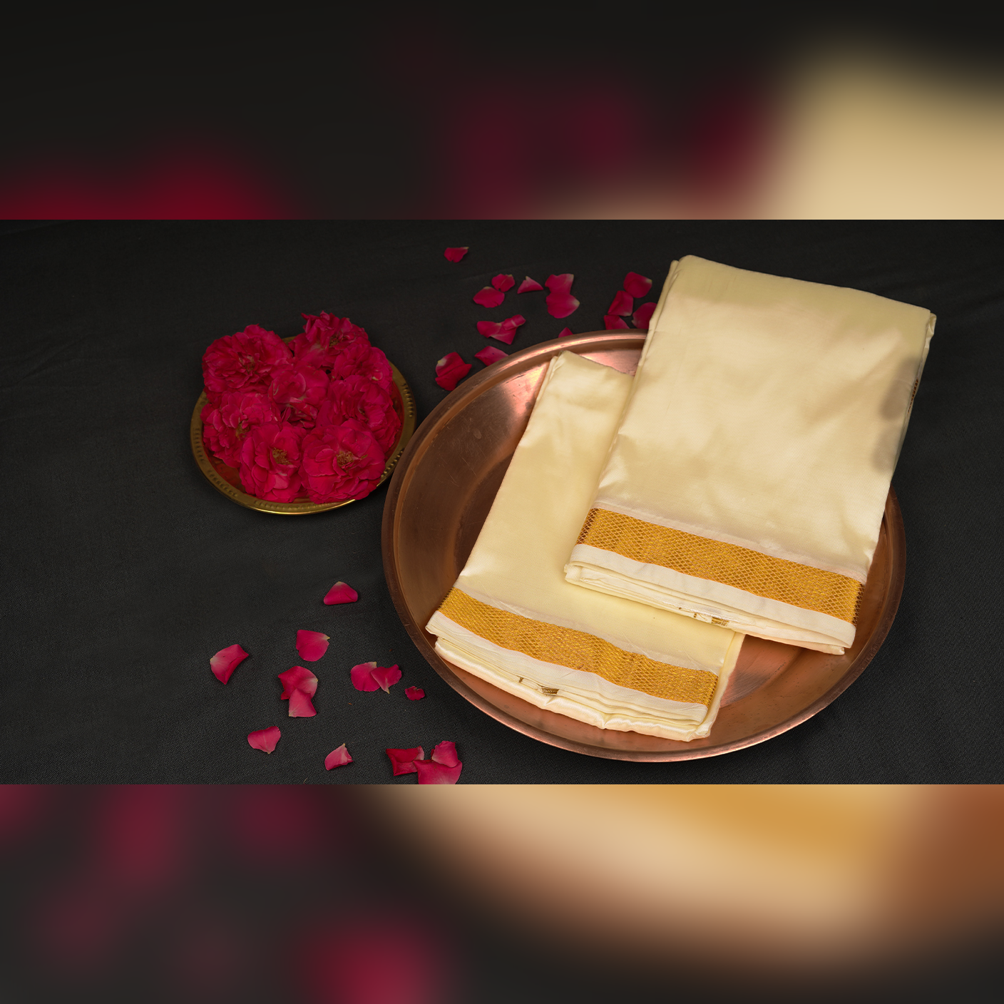 Horad Art Silk Cream 1.00” Dhoti (9X5)