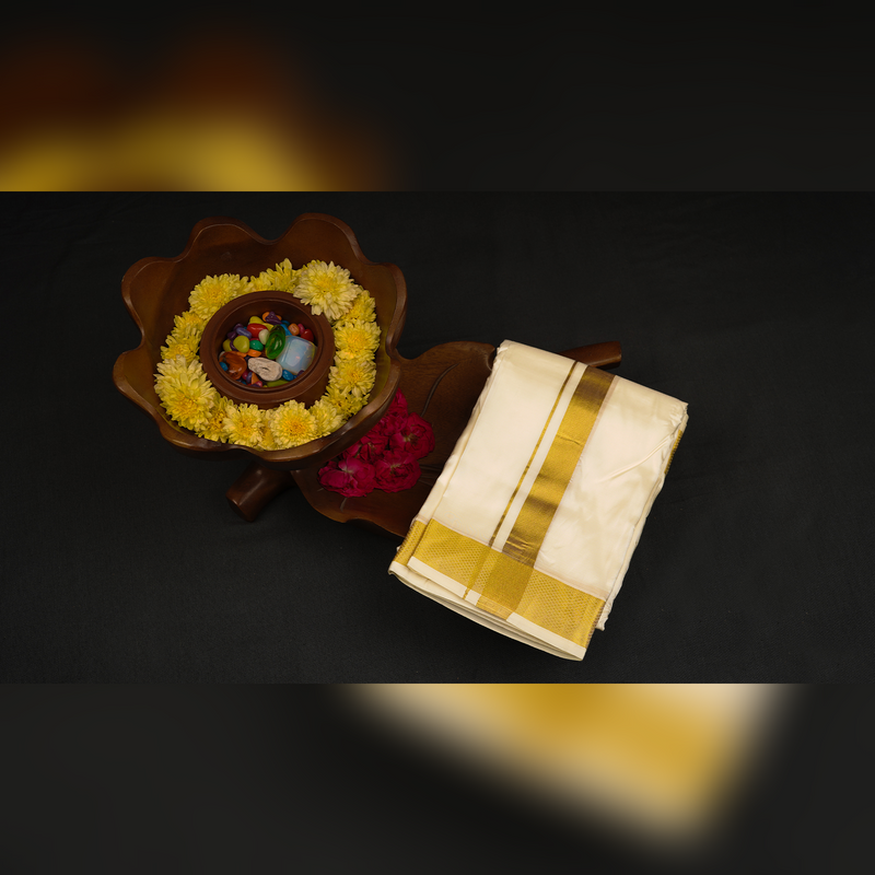 Horad Silk Blend Half White 1.50” Dhoti (9X5)