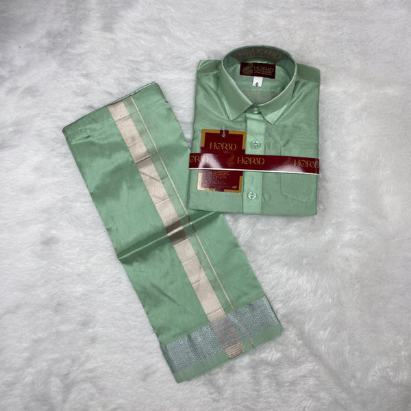 Horad Premium Art Silk Pista Green Kids Set