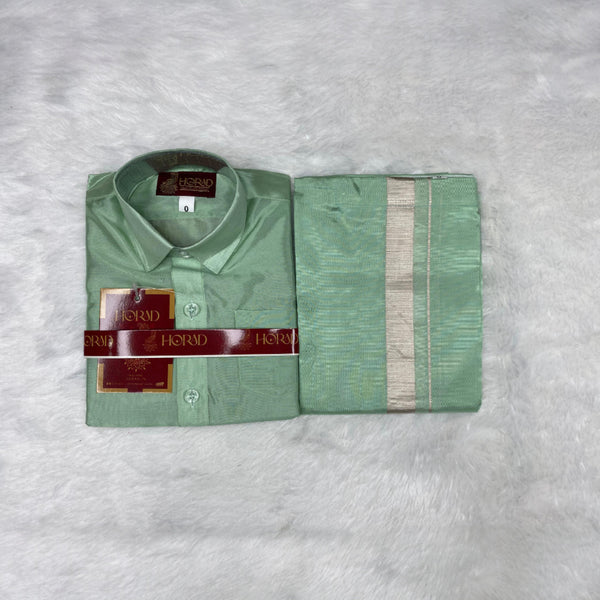 Horad Premium Art Silk Pista Green Kids Set